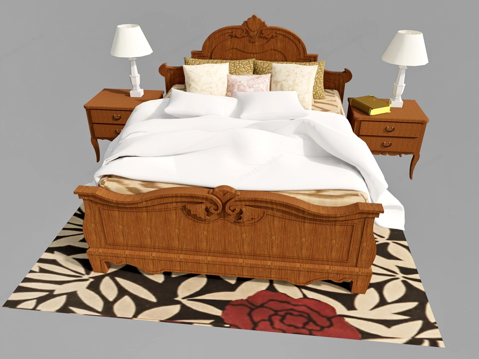 Vintage 3 Piece Bedroom Set sketchup model preview - SketchupBox
