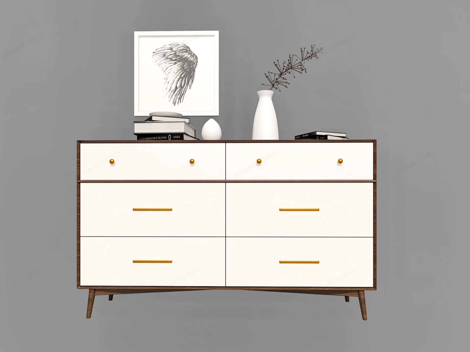 White Modern Dresser sketchup model preview - SketchupBox