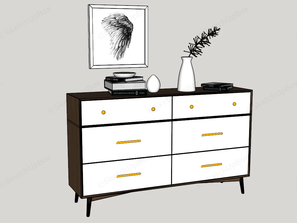 White Modern Dresser sketchup model preview - SketchupBox