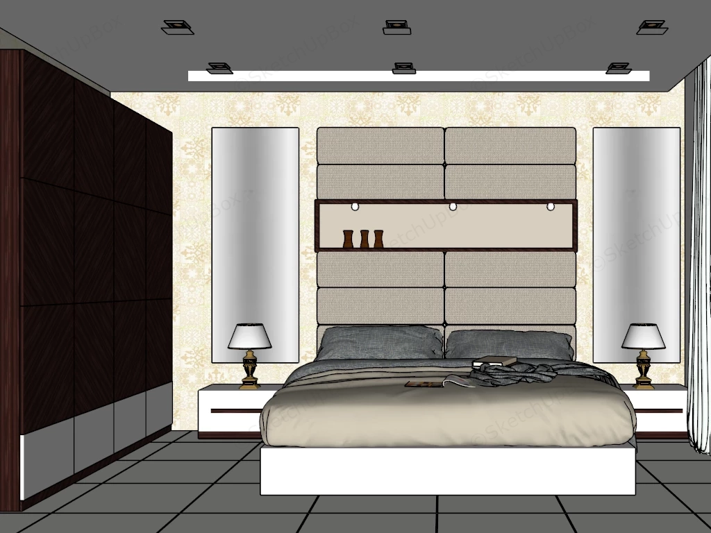 Contemporary Bedroom Design sketchup model preview - SketchupBox