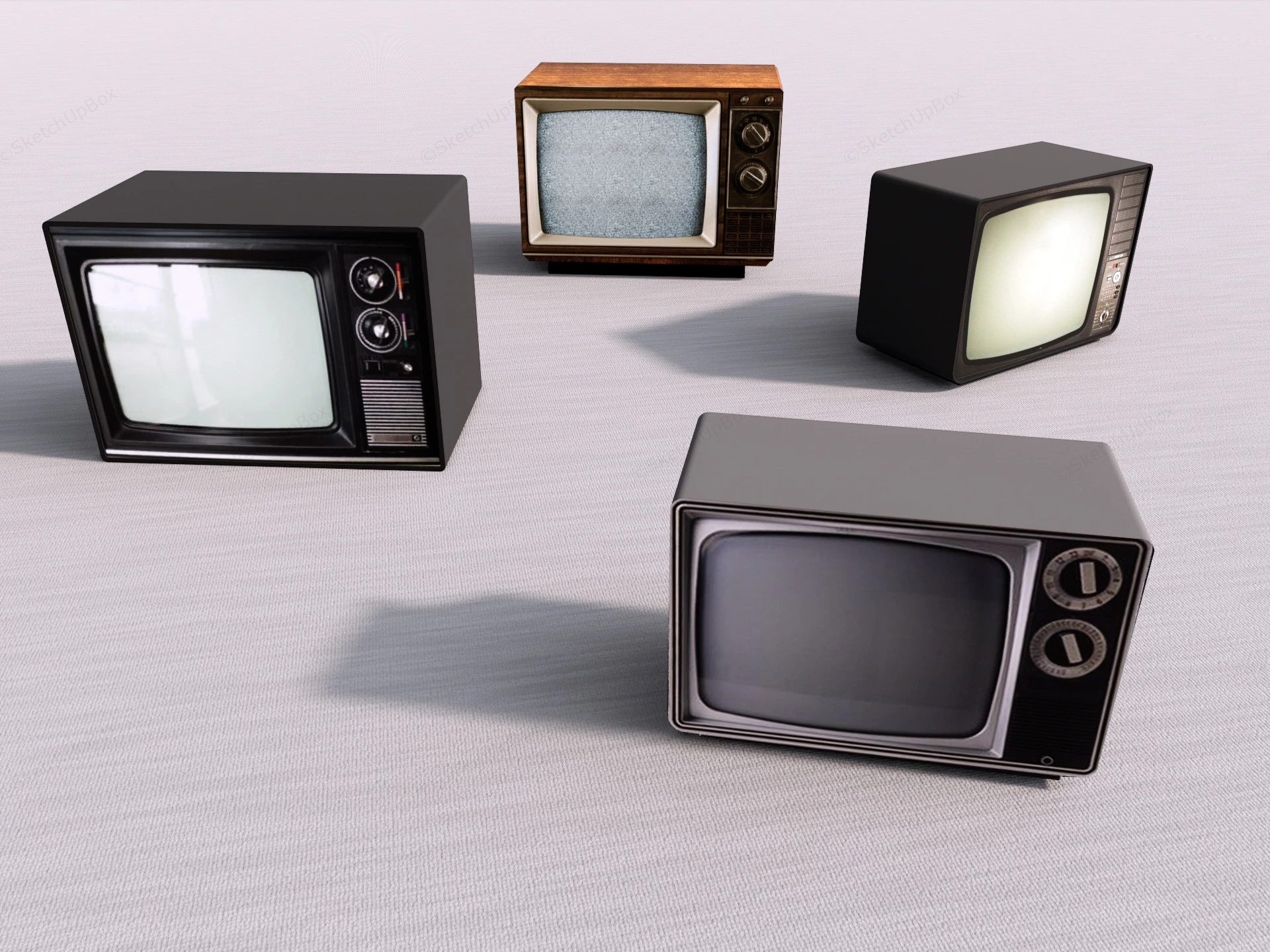Vintage TV Set sketchup model preview - SketchupBox