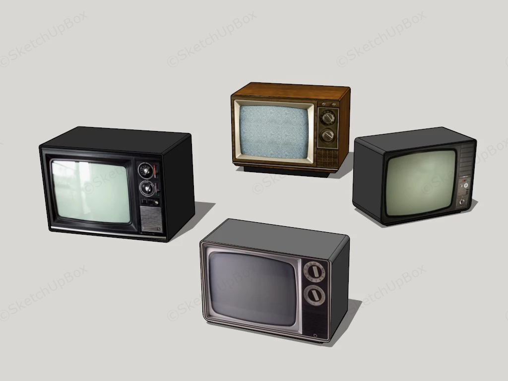 Vintage TV Set sketchup model preview - SketchupBox