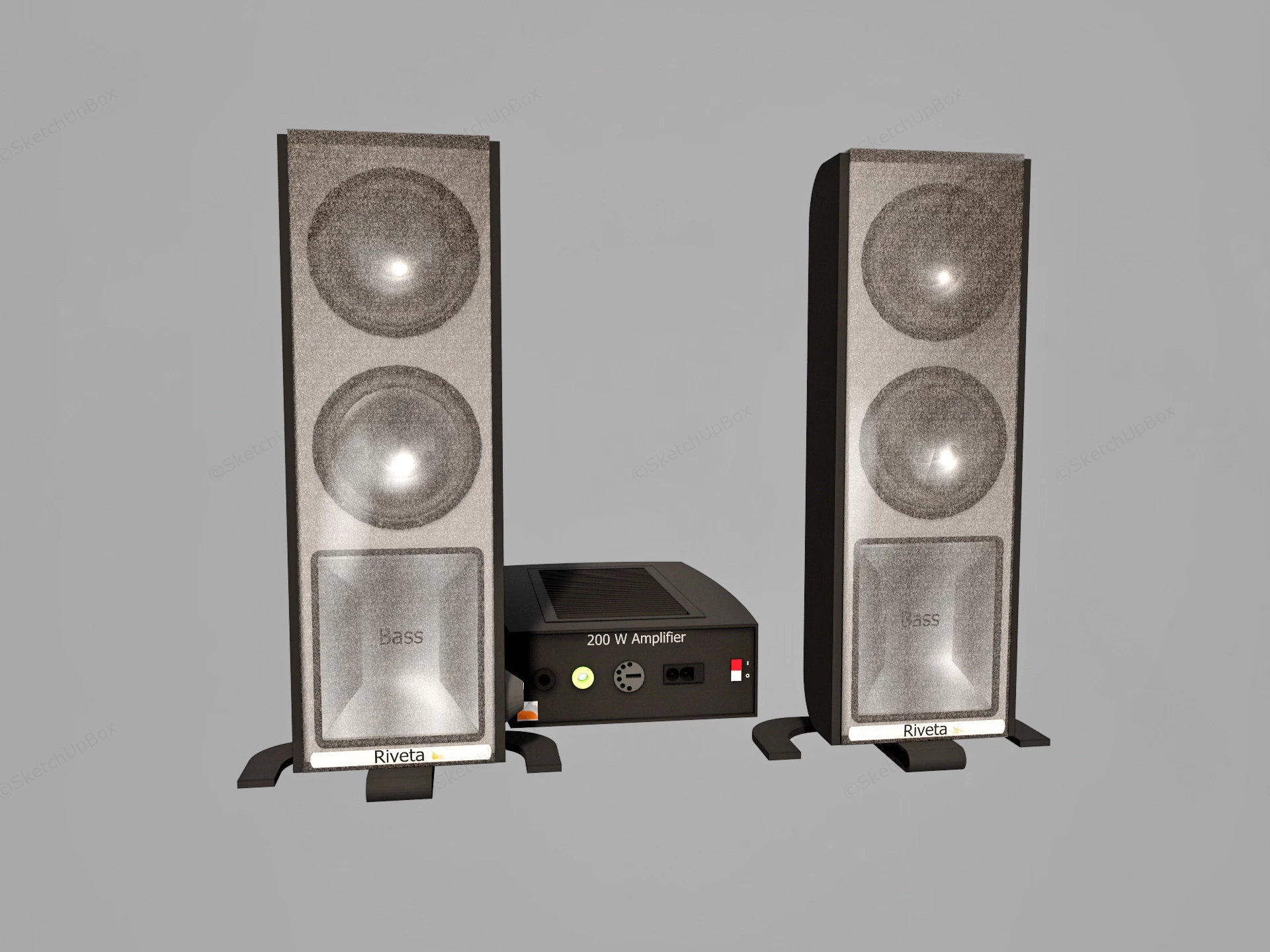 Amplifier And Speaker Set sketchup model preview - SketchupBox
