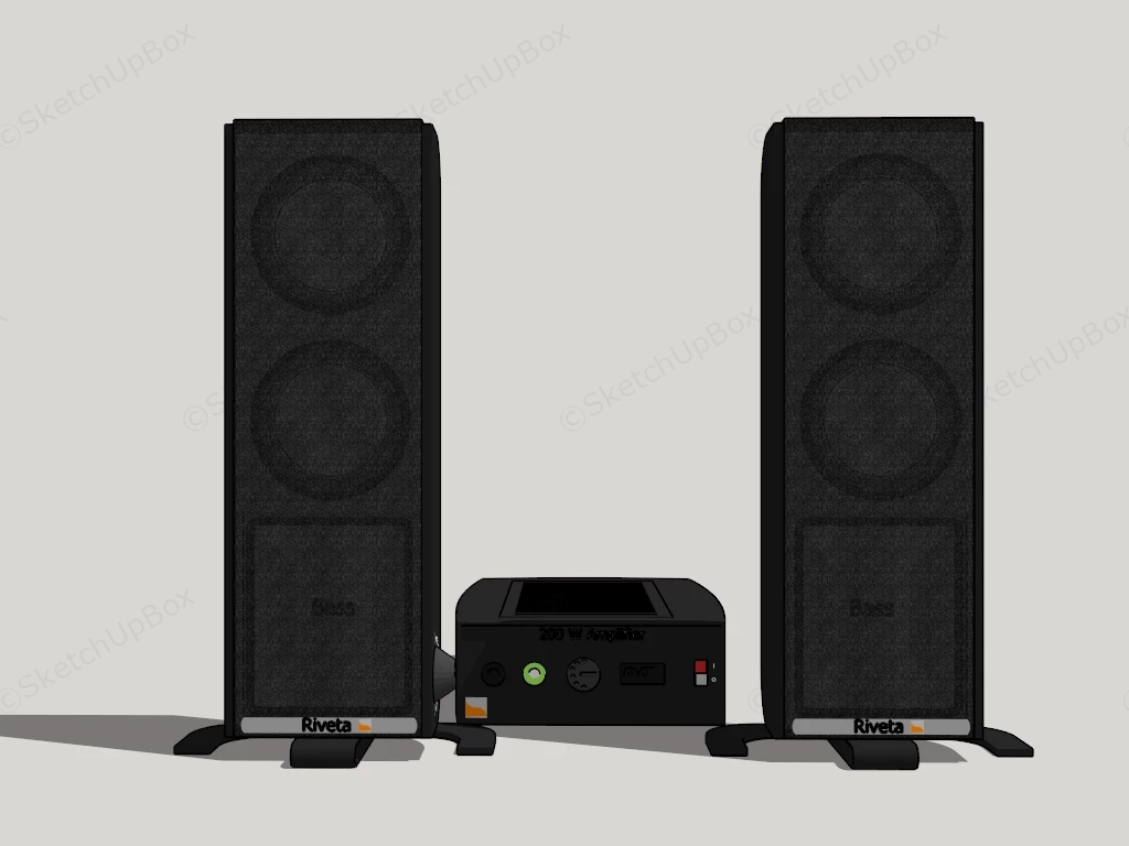 Amplifier And Speaker Set sketchup model preview - SketchupBox