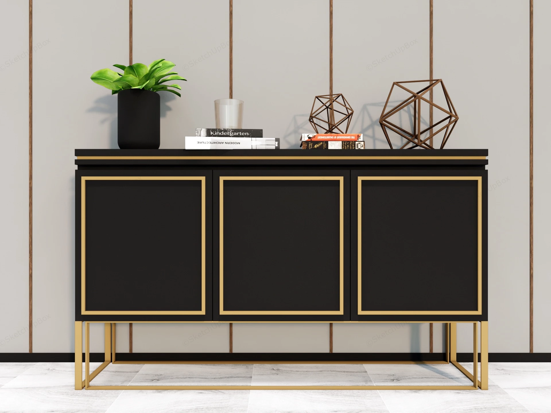 Black Accent Cabinet sketchup model preview - SketchupBox