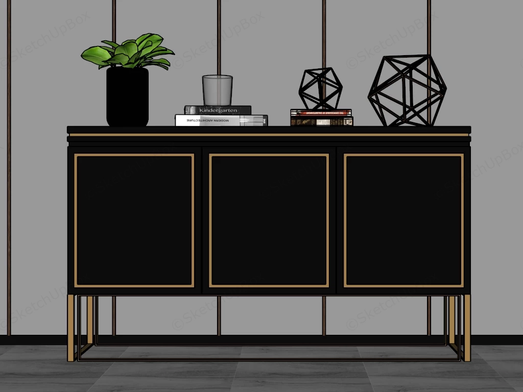 Black Accent Cabinet sketchup model preview - SketchupBox