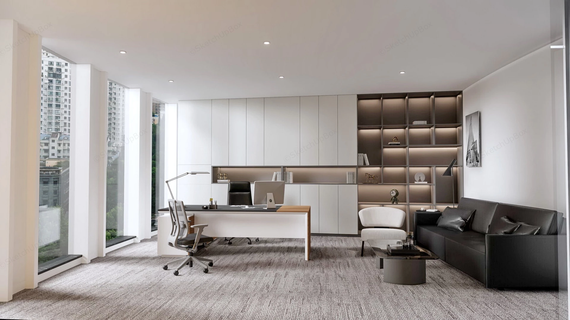 Modern Executive Office Design sketchup model preview - SketchupBox