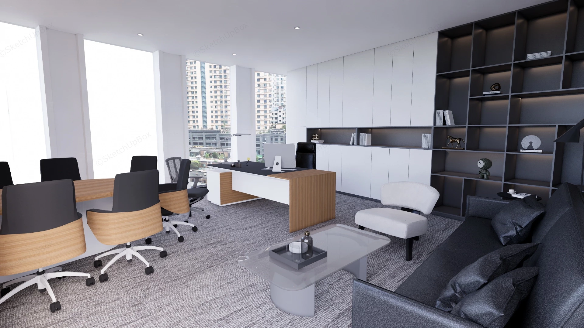 Modern Executive Office Design sketchup model preview - SketchupBox