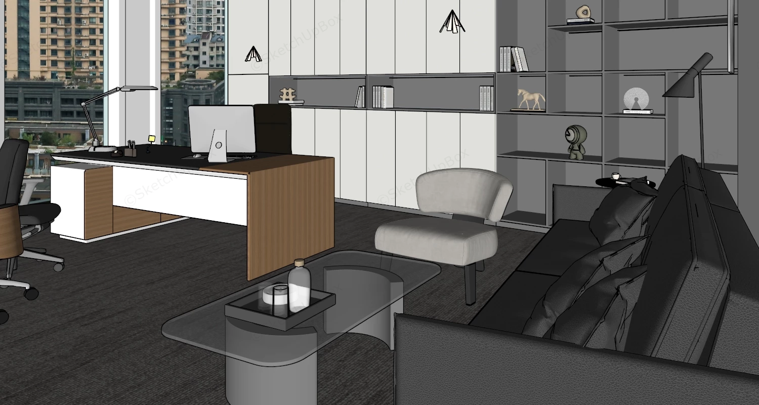 Modern Executive Office Design sketchup model preview - SketchupBox