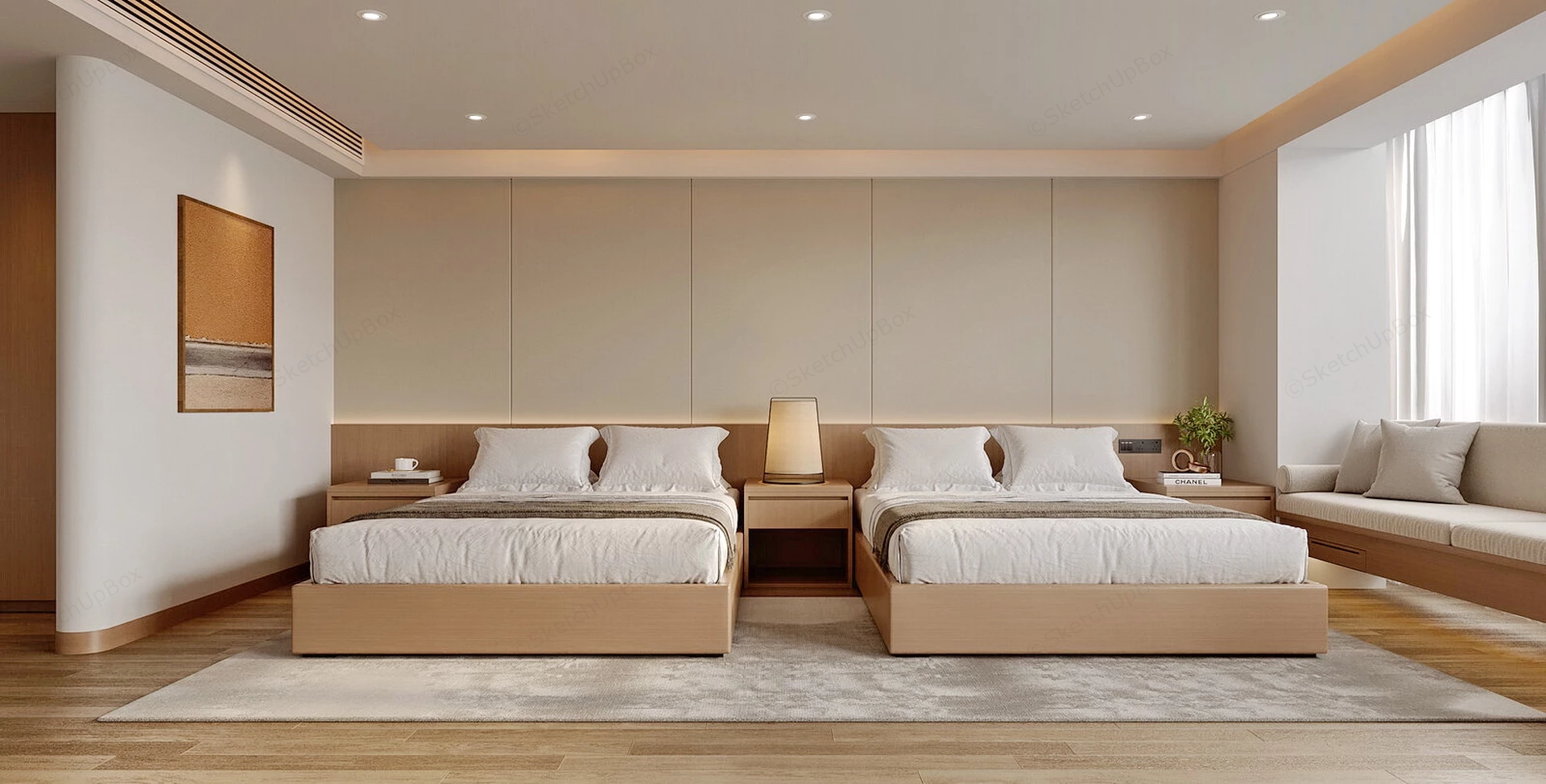 Wabi Sabi Style Hotel Room sketchup model preview - SketchupBox