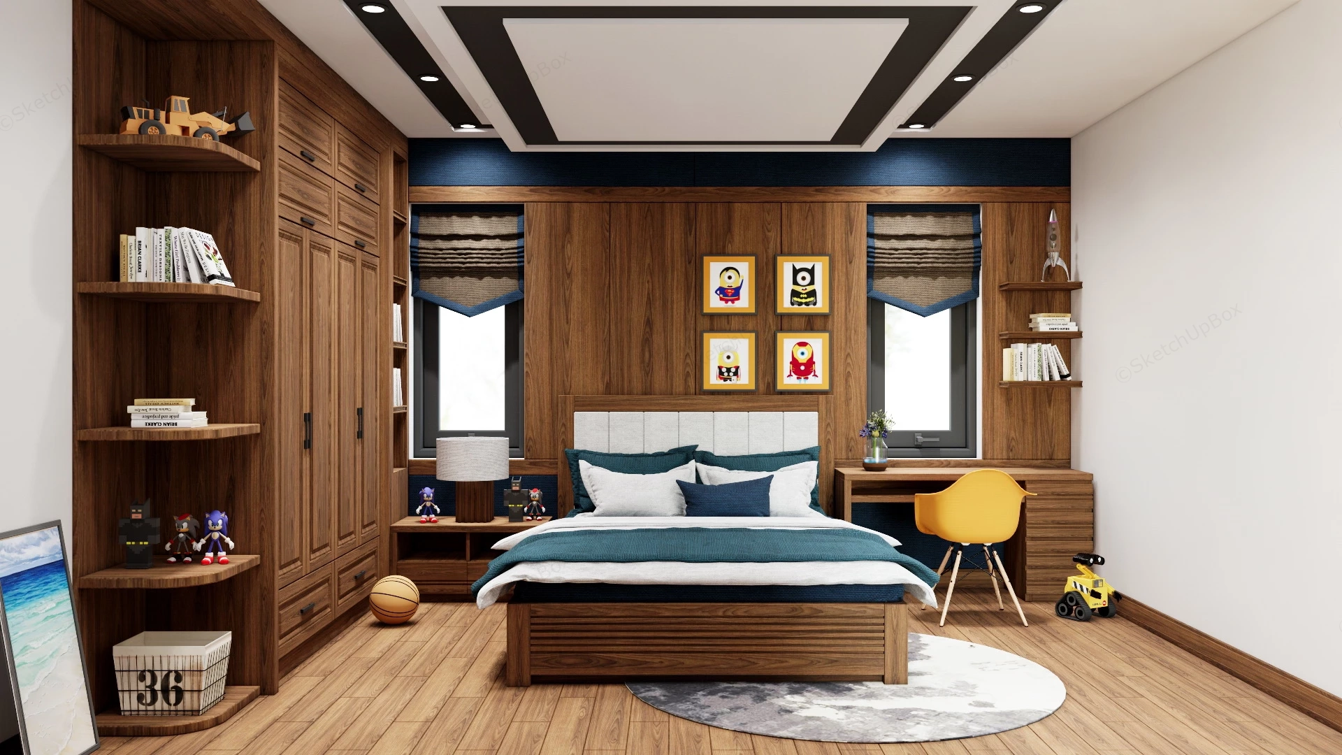 Teenage Boy Bedroom Ideas sketchup model preview - SketchupBox