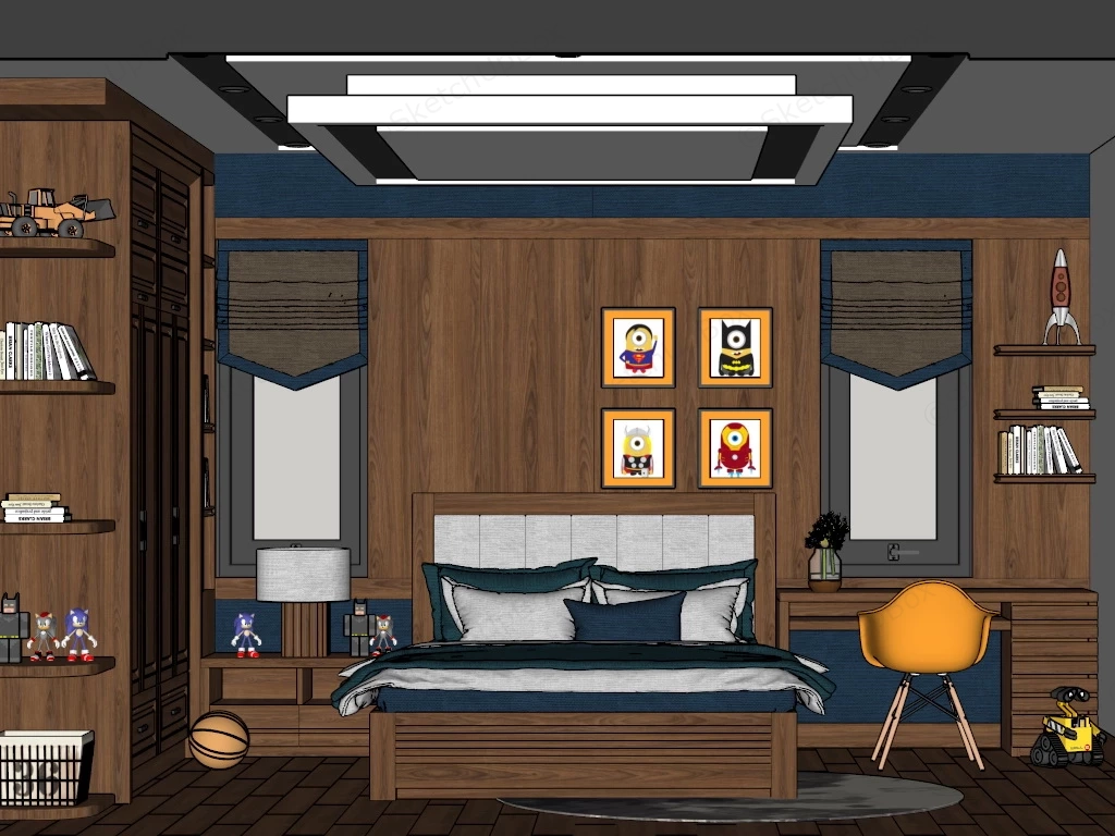 Teenage Boy Bedroom Ideas sketchup model preview - SketchupBox
