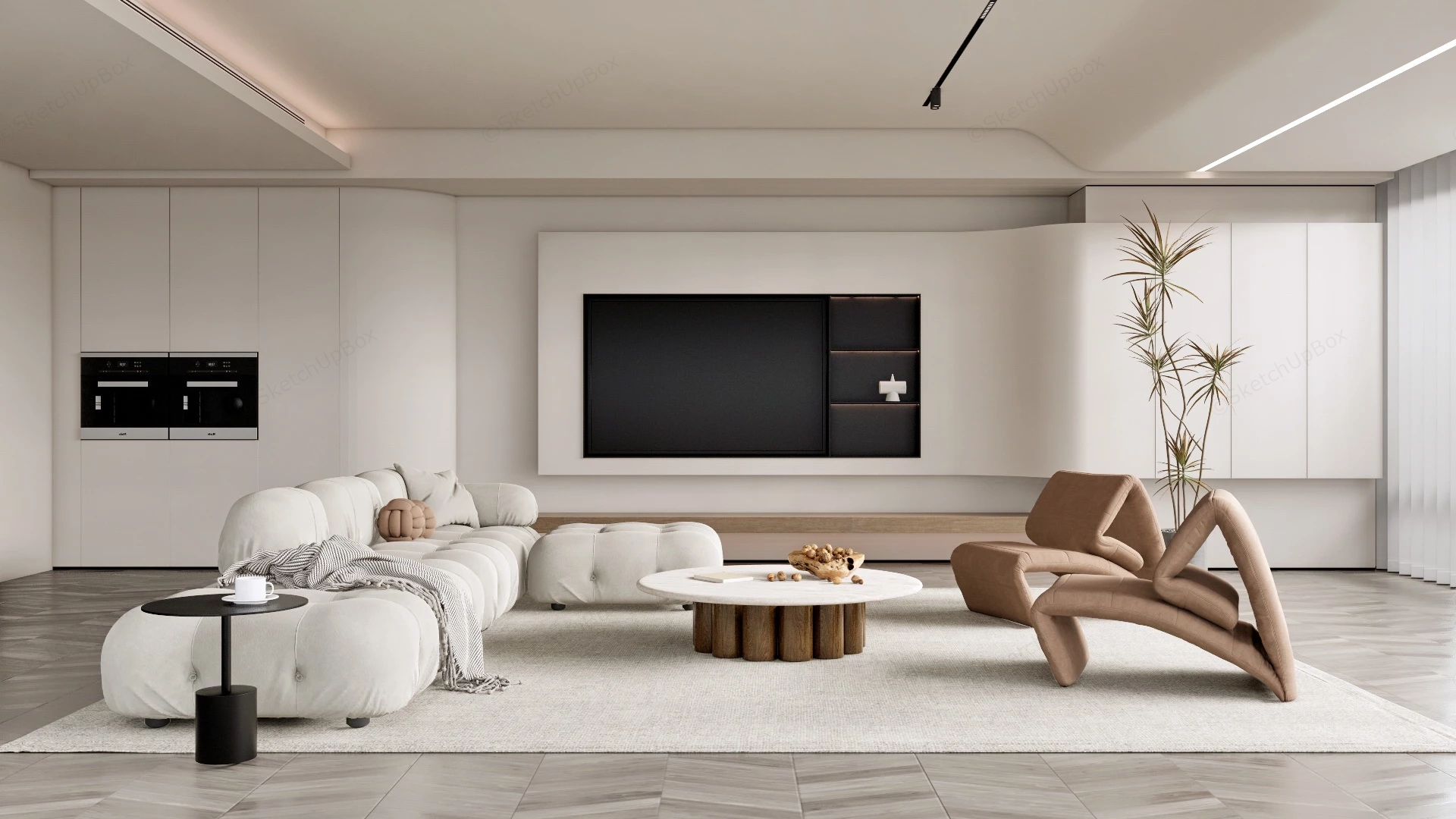 Minimal Neutral Living Room Ideas sketchup model preview - SketchupBox