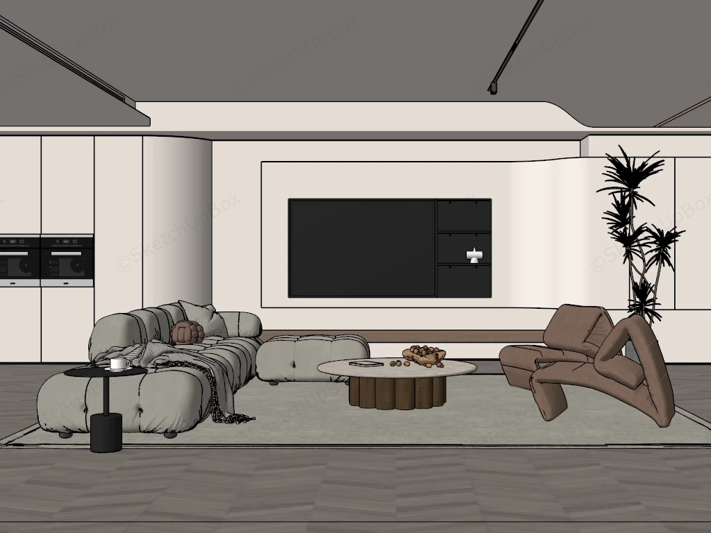 Minimal Neutral Living Room Ideas sketchup model preview - SketchupBox