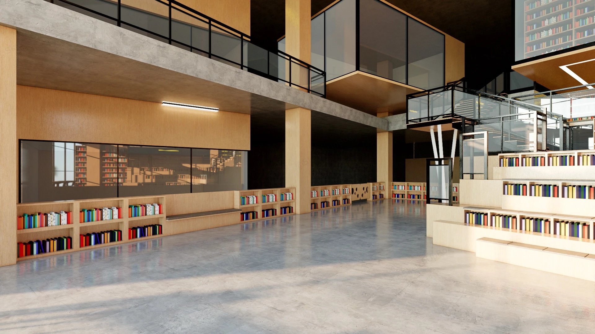 Modern Library Design sketchup model preview - SketchupBox