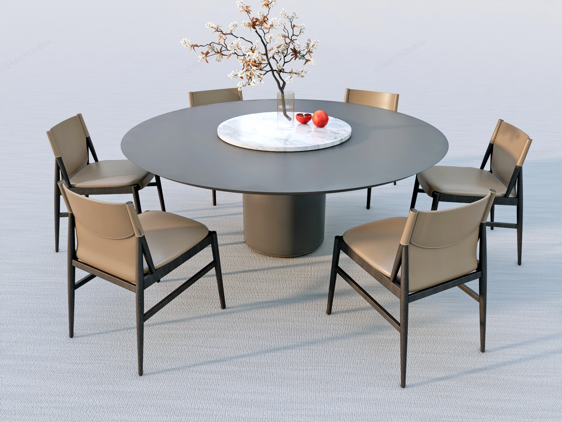 7 Piece Round Dining Set sketchup model preview - SketchupBox