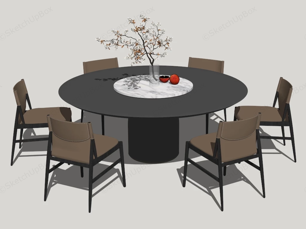 7 Piece Round Dining Set sketchup model preview - SketchupBox