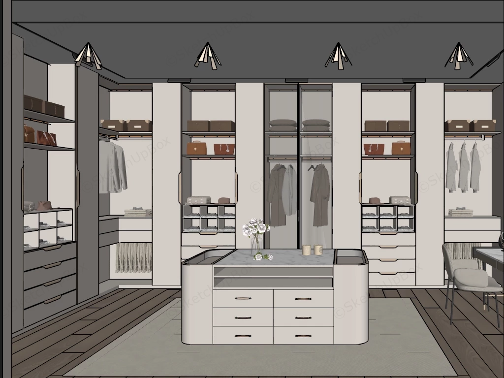 Luxury Closet Dressing Room sketchup model preview - SketchupBox