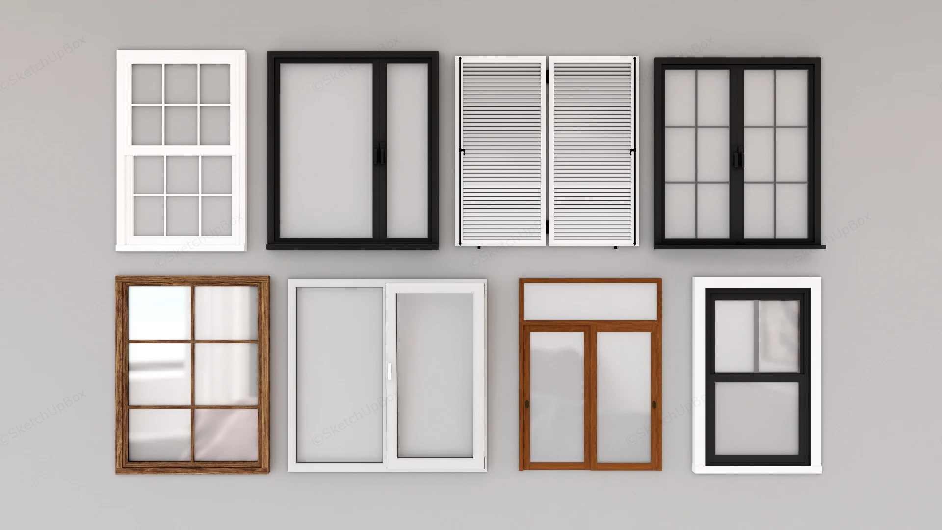 Modern Glass Window Frames sketchup model preview - SketchupBox
