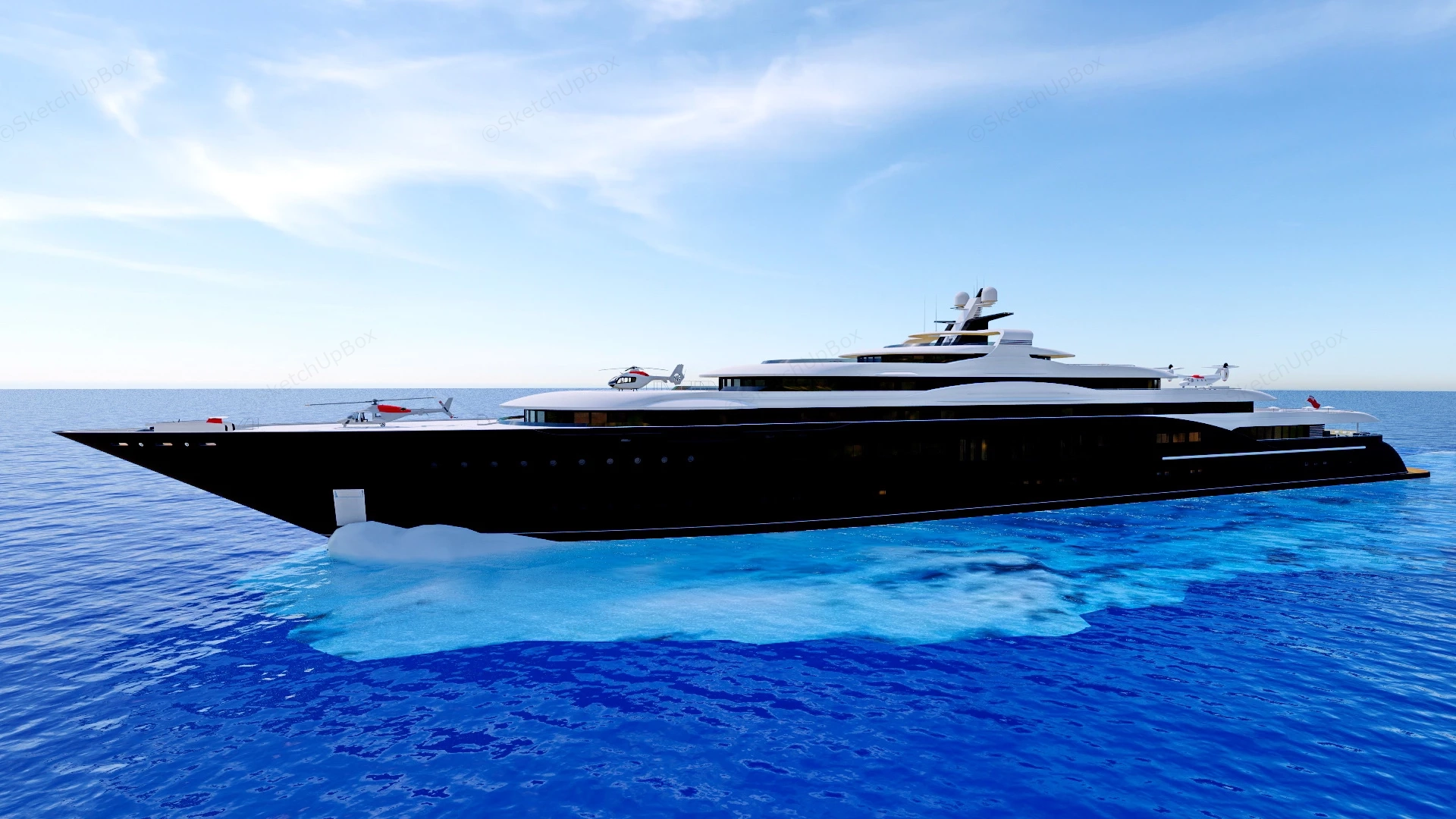 Luxury Superyacht sketchup model preview - SketchupBox