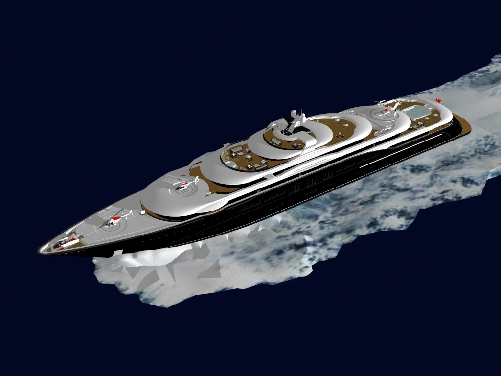 Luxury Superyacht sketchup model preview - SketchupBox