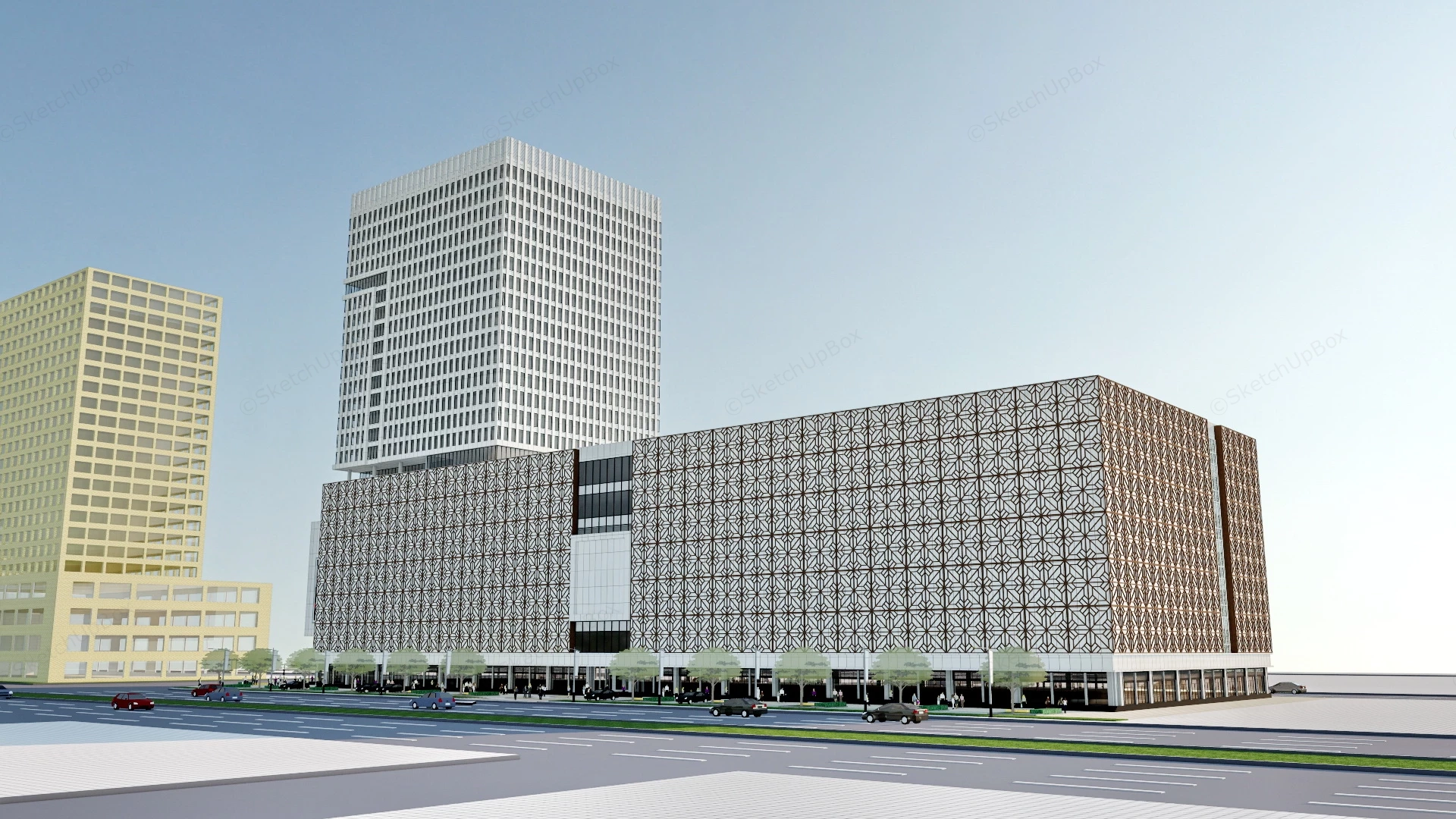 Commercial Shopping Center Architecture sketchup model preview - SketchupBox