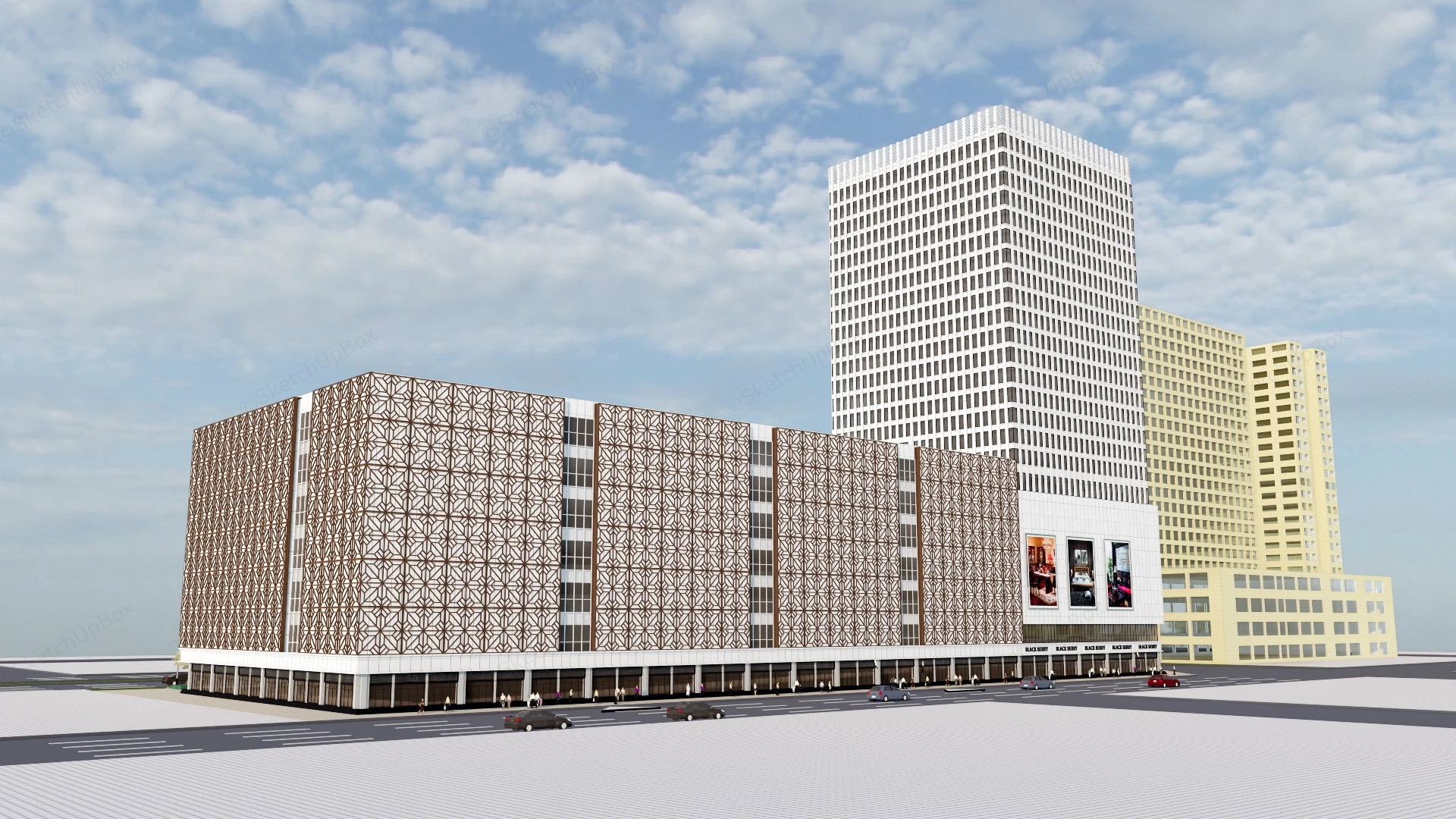 Commercial Shopping Center Architecture sketchup model preview - SketchupBox