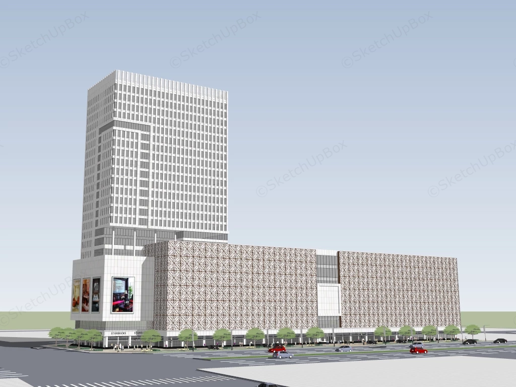 Commercial Shopping Center Architecture sketchup model preview - SketchupBox