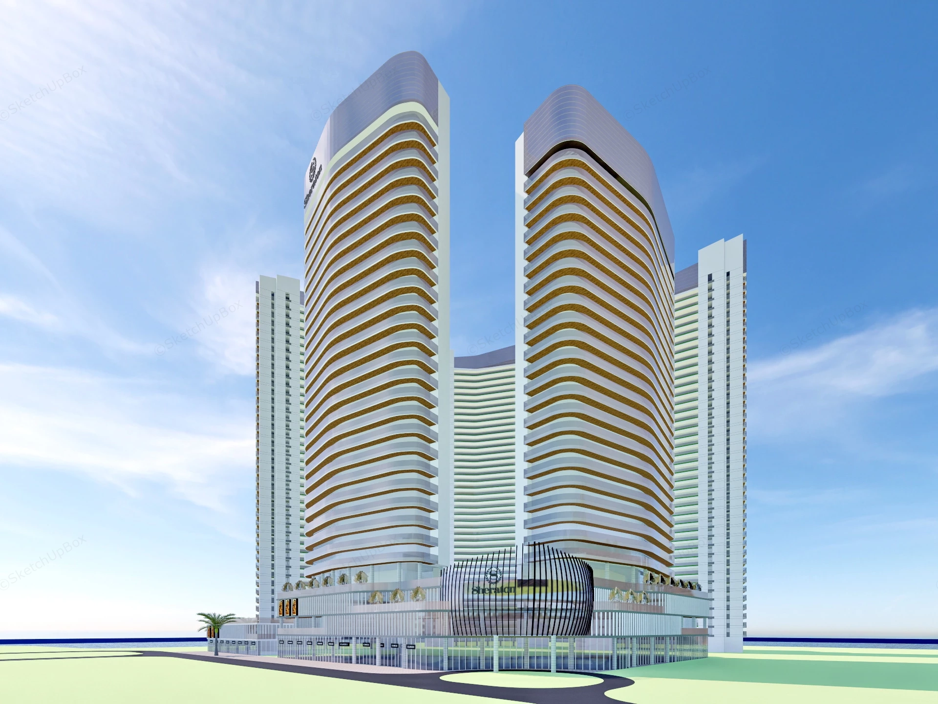 Sheraton Beach Resort sketchup model preview - SketchupBox