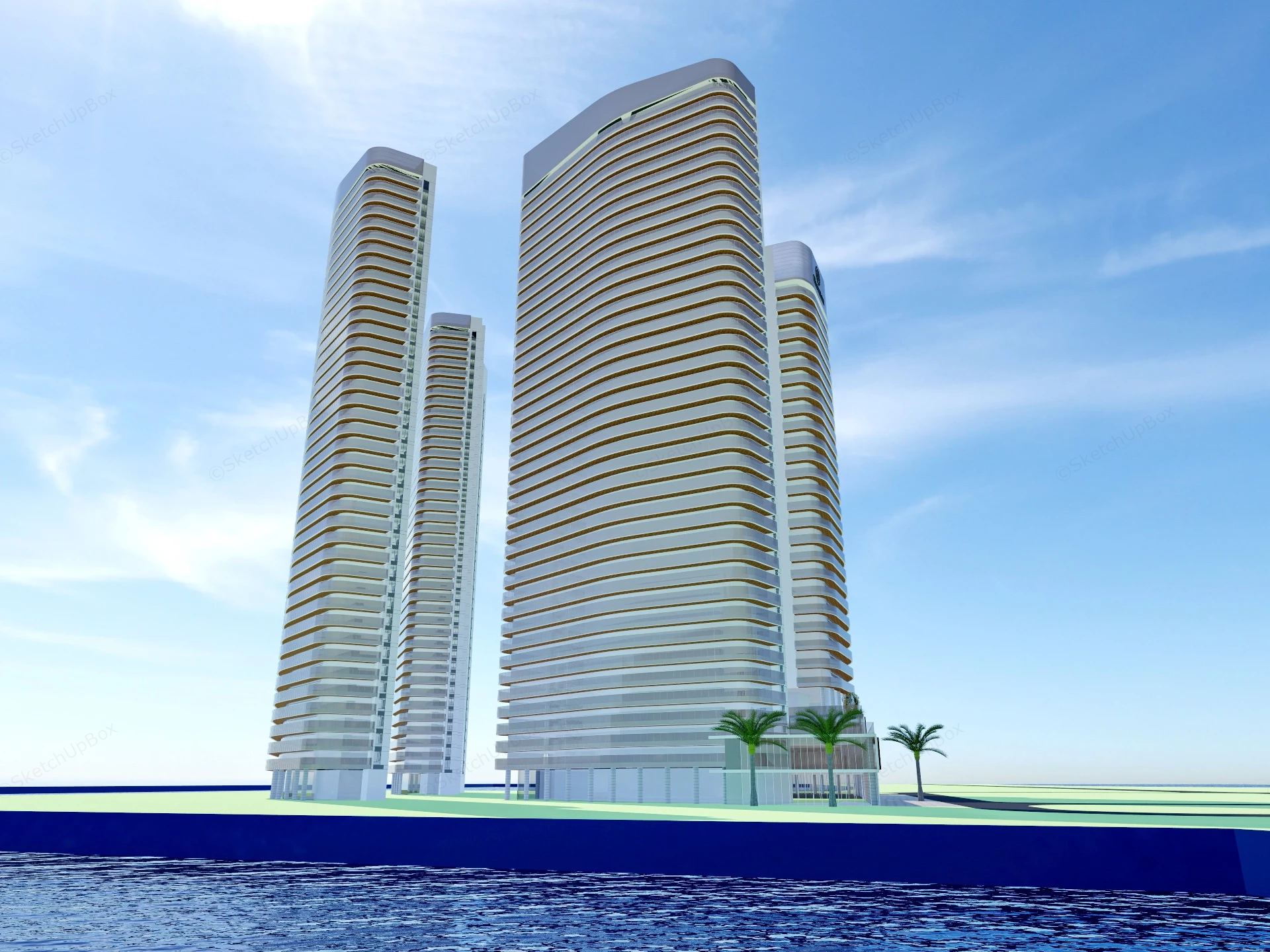 Sheraton Beach Resort sketchup model preview - SketchupBox