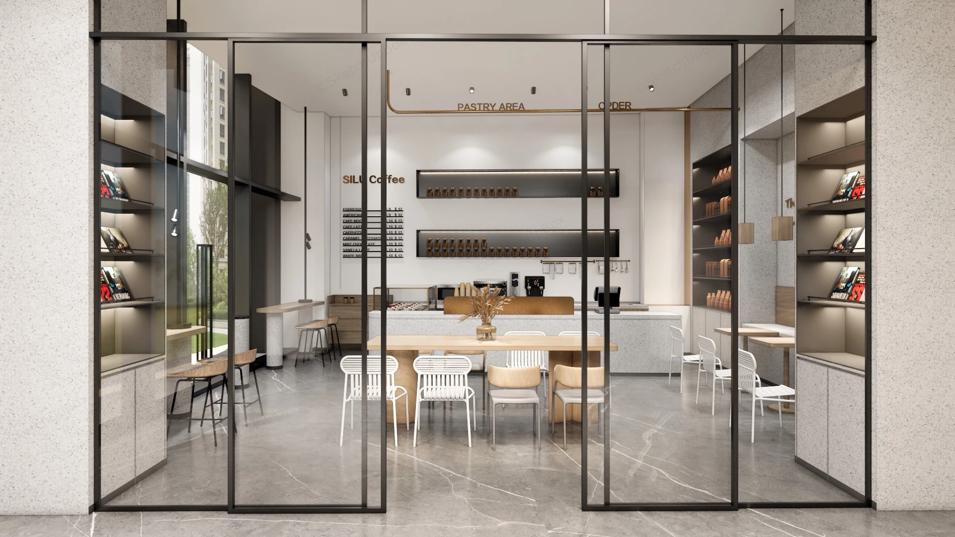 Modern Cafe Interior Design sketchup model preview - SketchupBox