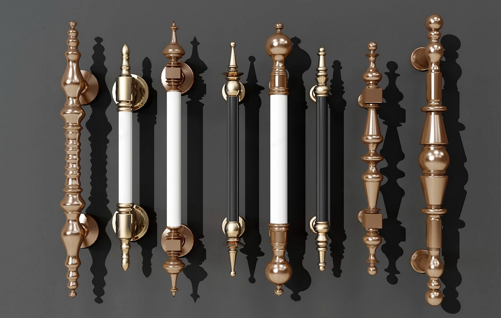 Commercial Door Pull Handles sketchup model preview - SketchupBox