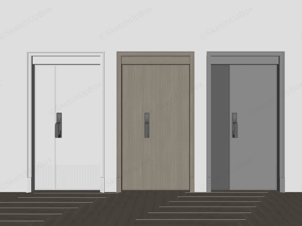 Double Unequal Leaf Doors sketchup model preview - SketchupBox