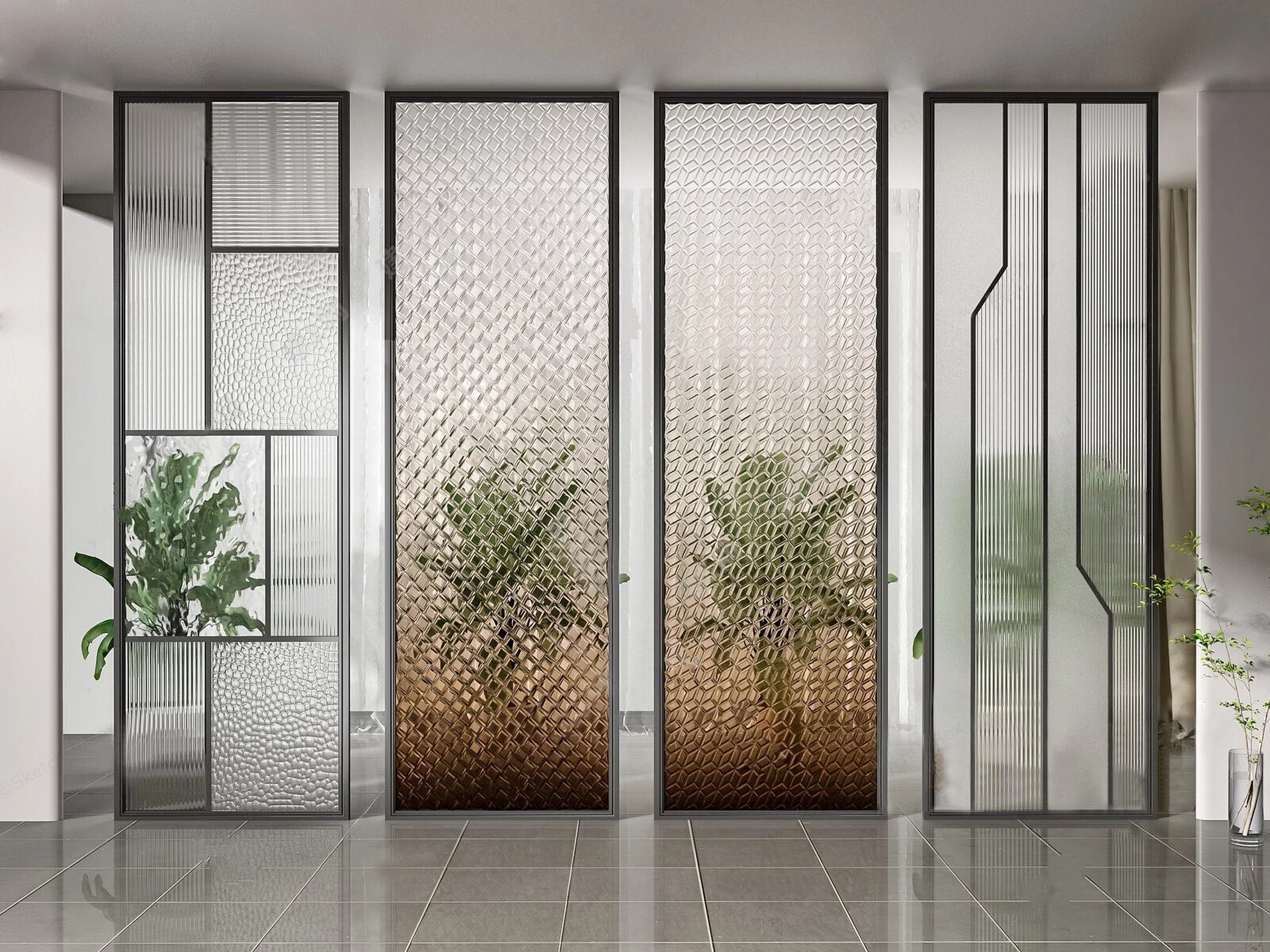 Glass Room Dividers Partitions sketchup model preview - SketchupBox