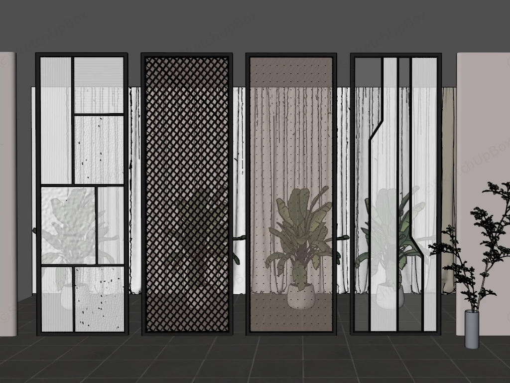Glass Room Dividers Partitions sketchup model preview - SketchupBox