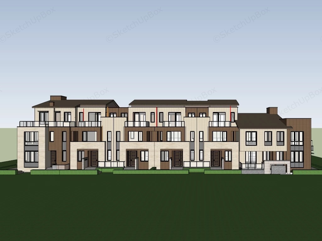 Modern Townhouse Exterior sketchup model preview - SketchupBox