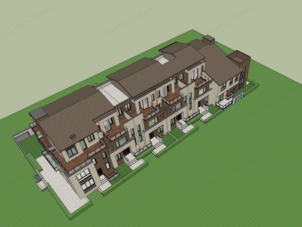 Modern Townhouse Exterior sketchup model preview - SketchupBox