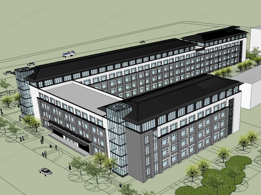 Chinese Medicine Hospital sketchup model preview - SketchupBox
