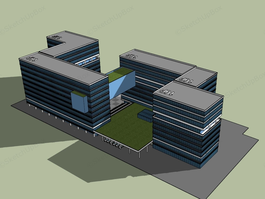 Contemporary Office Building Design sketchup model preview - SketchupBox