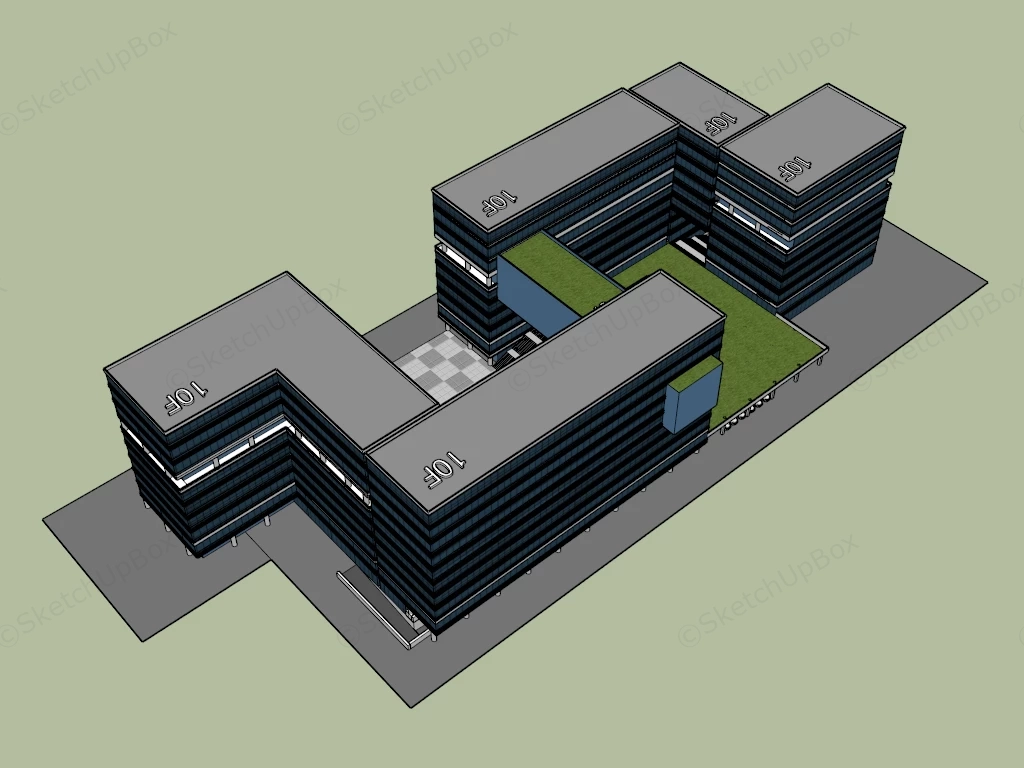 Contemporary Office Building Design sketchup model preview - SketchupBox