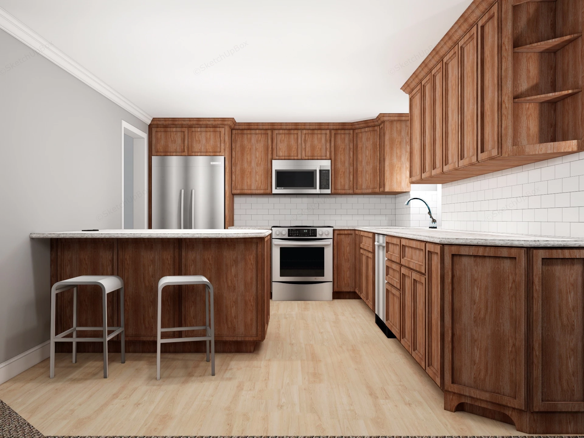 American Style Kitchen sketchup model preview - SketchupBox