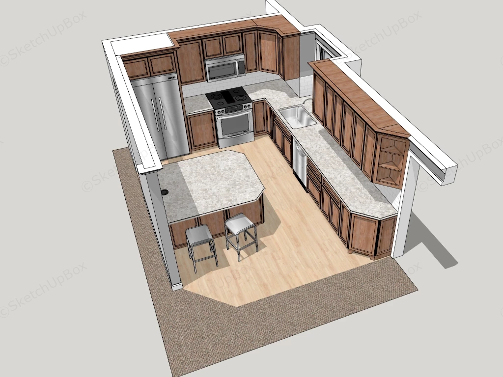American Style Kitchen sketchup model preview - SketchupBox