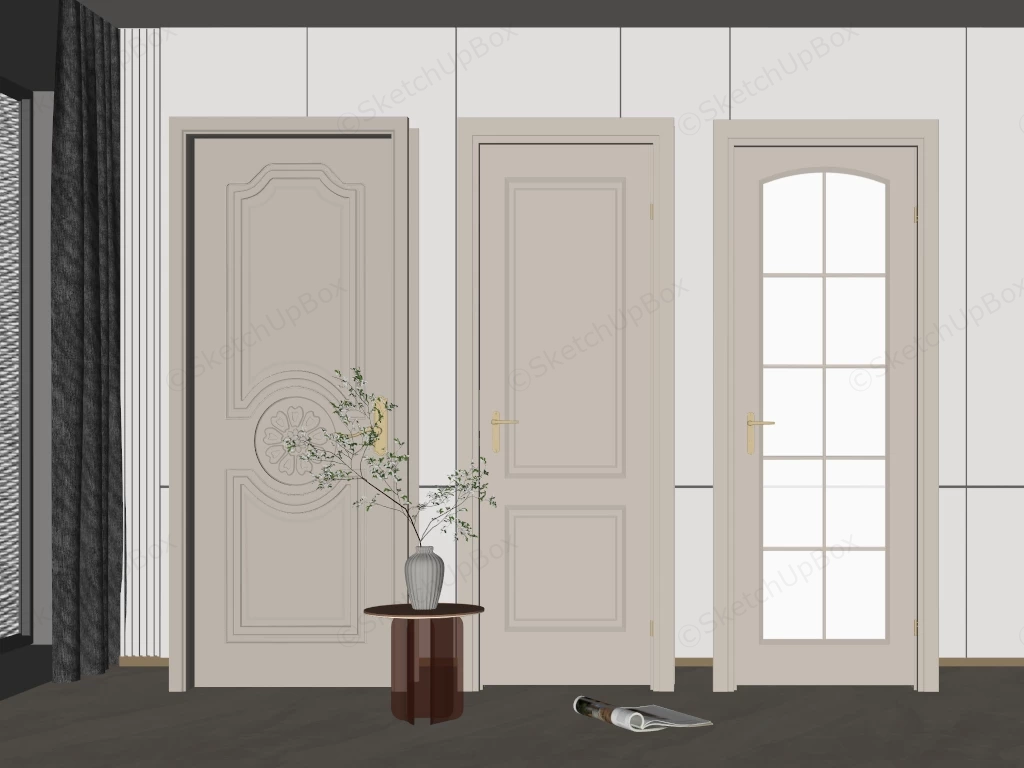 Modern White Interior Doors sketchup model preview - SketchupBox