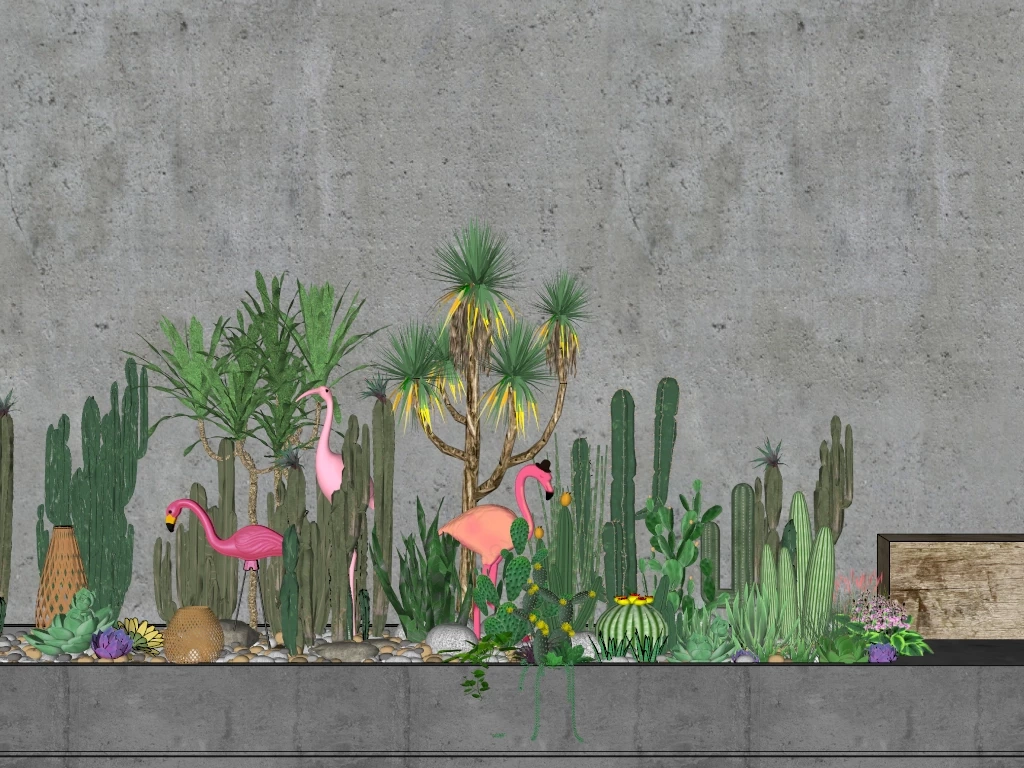 Home Cactus Garden sketchup model preview - SketchupBox