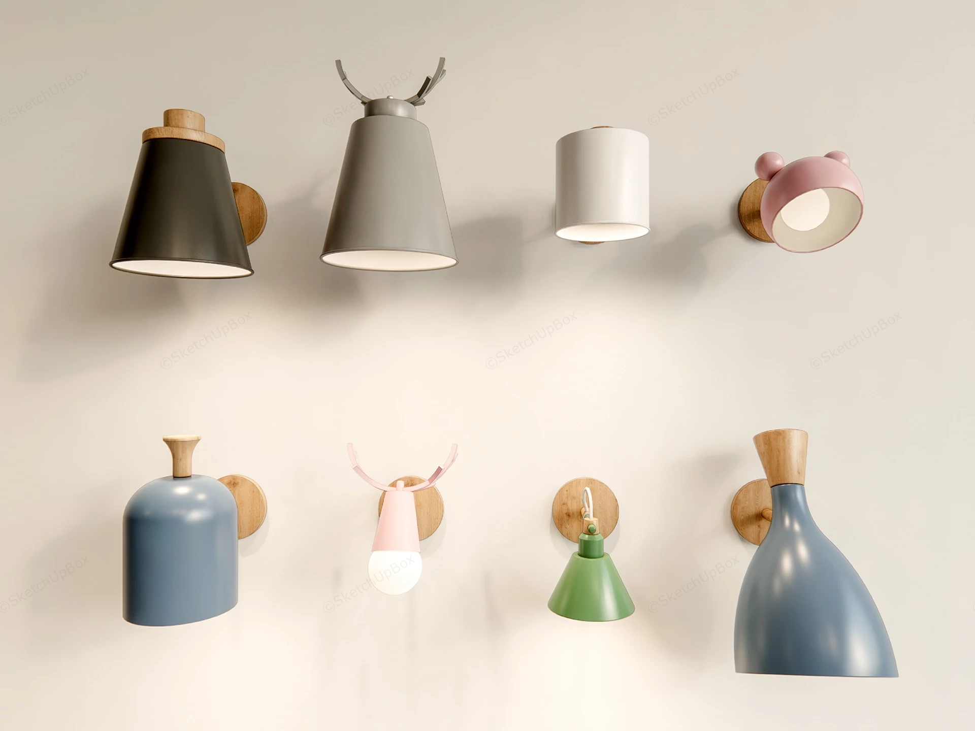 Modern Wall Sconce Reading Lights sketchup model preview - SketchupBox