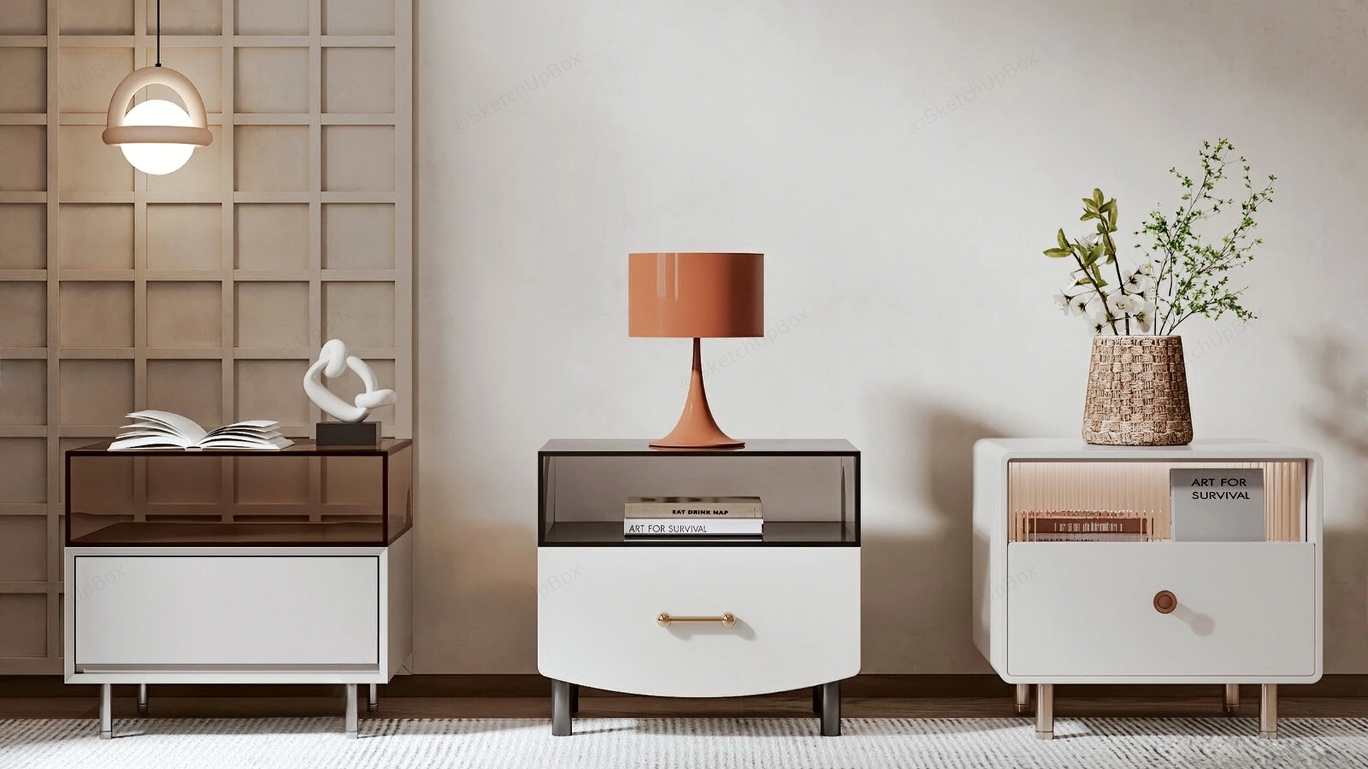 Modern Bedside Tables sketchup model preview - SketchupBox