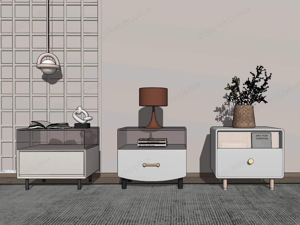 Modern Bedside Tables sketchup model preview - SketchupBox