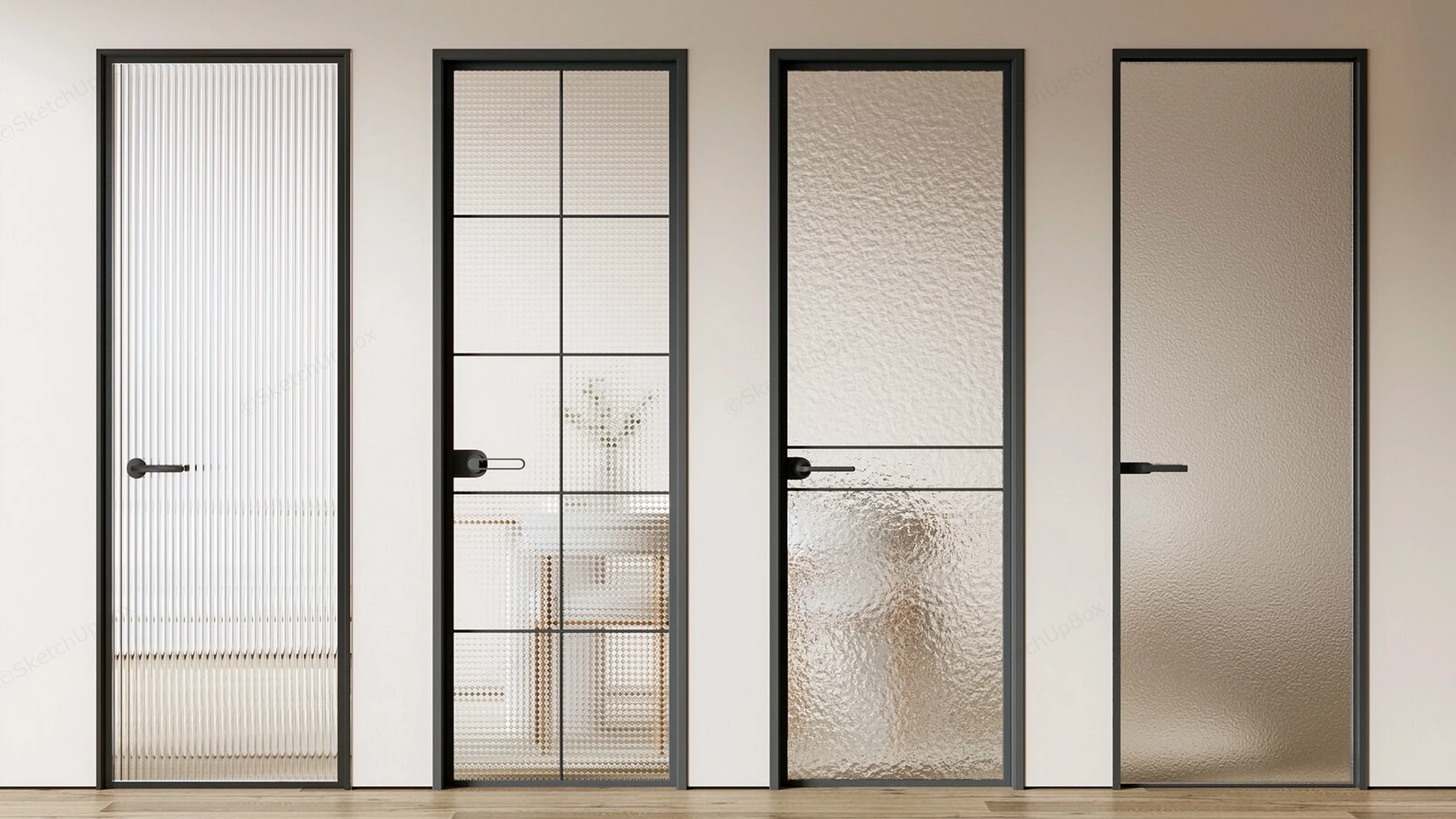 Figured Glass Doors sketchup model preview - SketchupBox