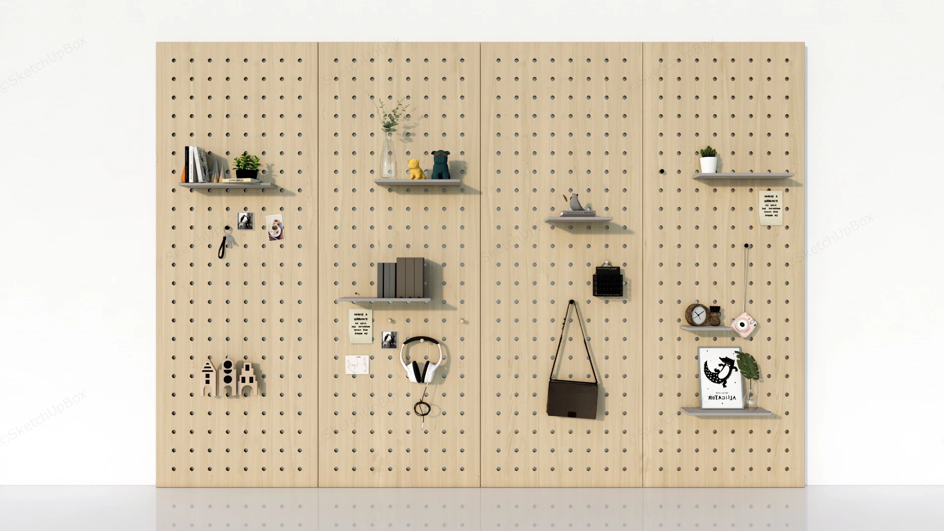 Wooden Pegboard Display sketchup model preview - SketchupBox
