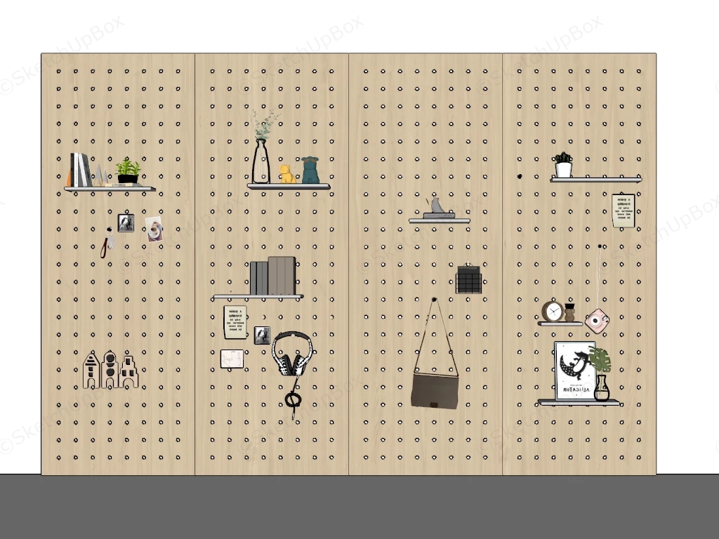 Wooden Pegboard Display sketchup model preview - SketchupBox